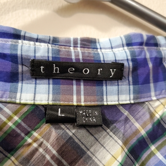 Theory - Nikala Plaid Blouse - Size L - Picture 2 of 6